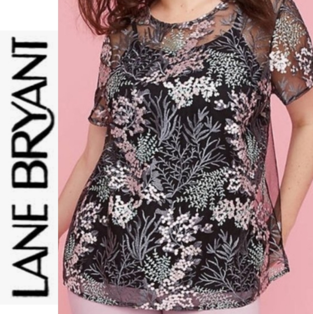 Mesh floral embroidered blouse